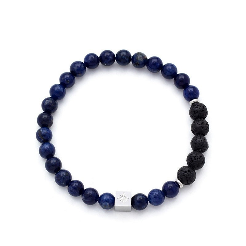 Samie Loui armbånd fra SAMIE i 18 kt forgyldt stål med blå lapis og sort lavasten, 17–19 cm.